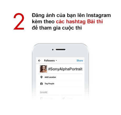 2)	Đăng ảnh của bạn lên Instagram kèm theo các hashtag Bài thi để tham gia cuộc thi